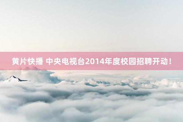 黄片快播 中央电视台2014年度校园招聘开动！